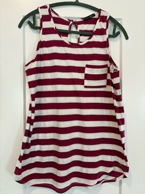 Papermoon Maroon and White Striped Tank Top